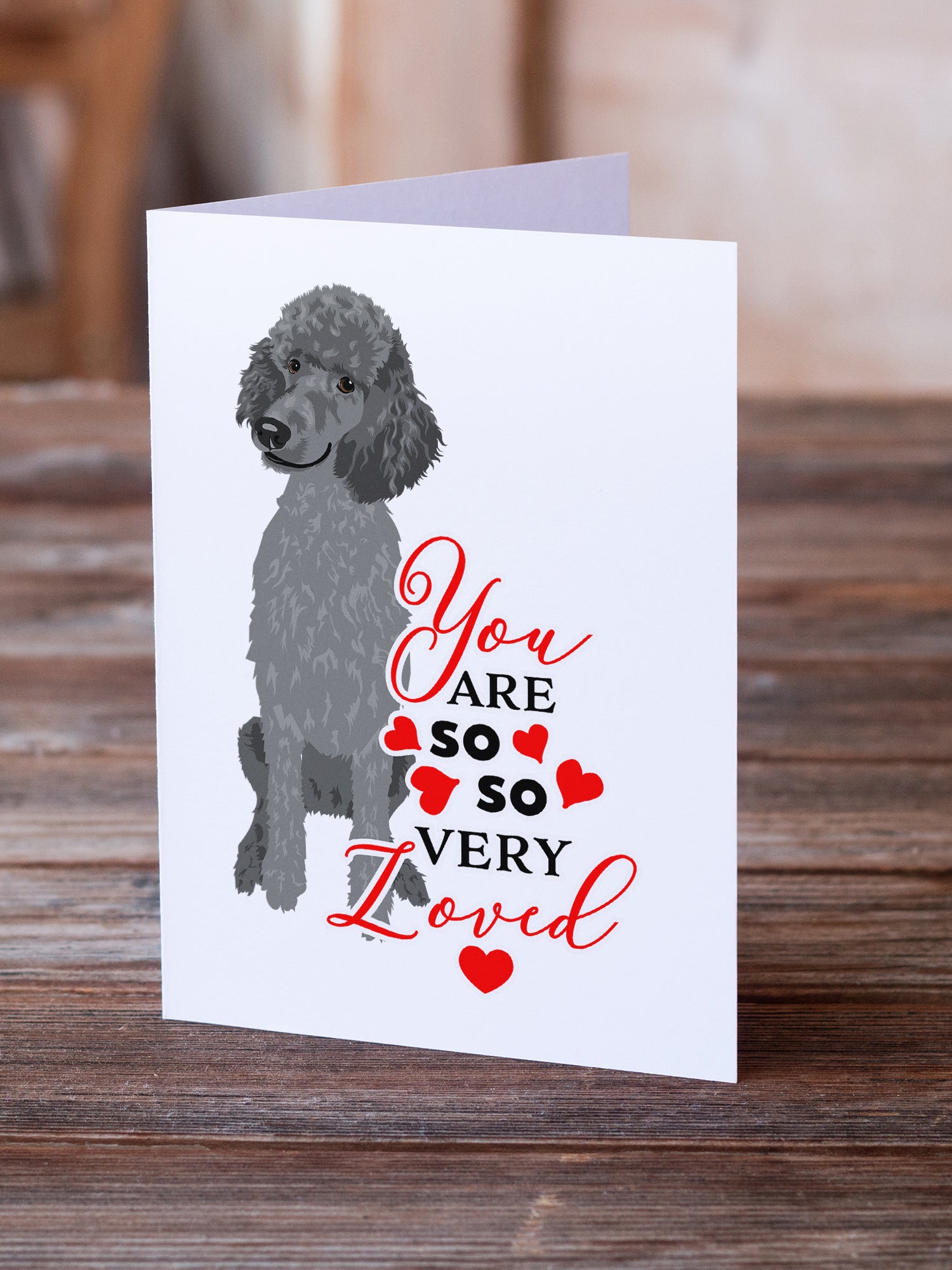 Buy this Poodle Standard Gray so Loved Greeting Cards and Envelopes Pack of 8