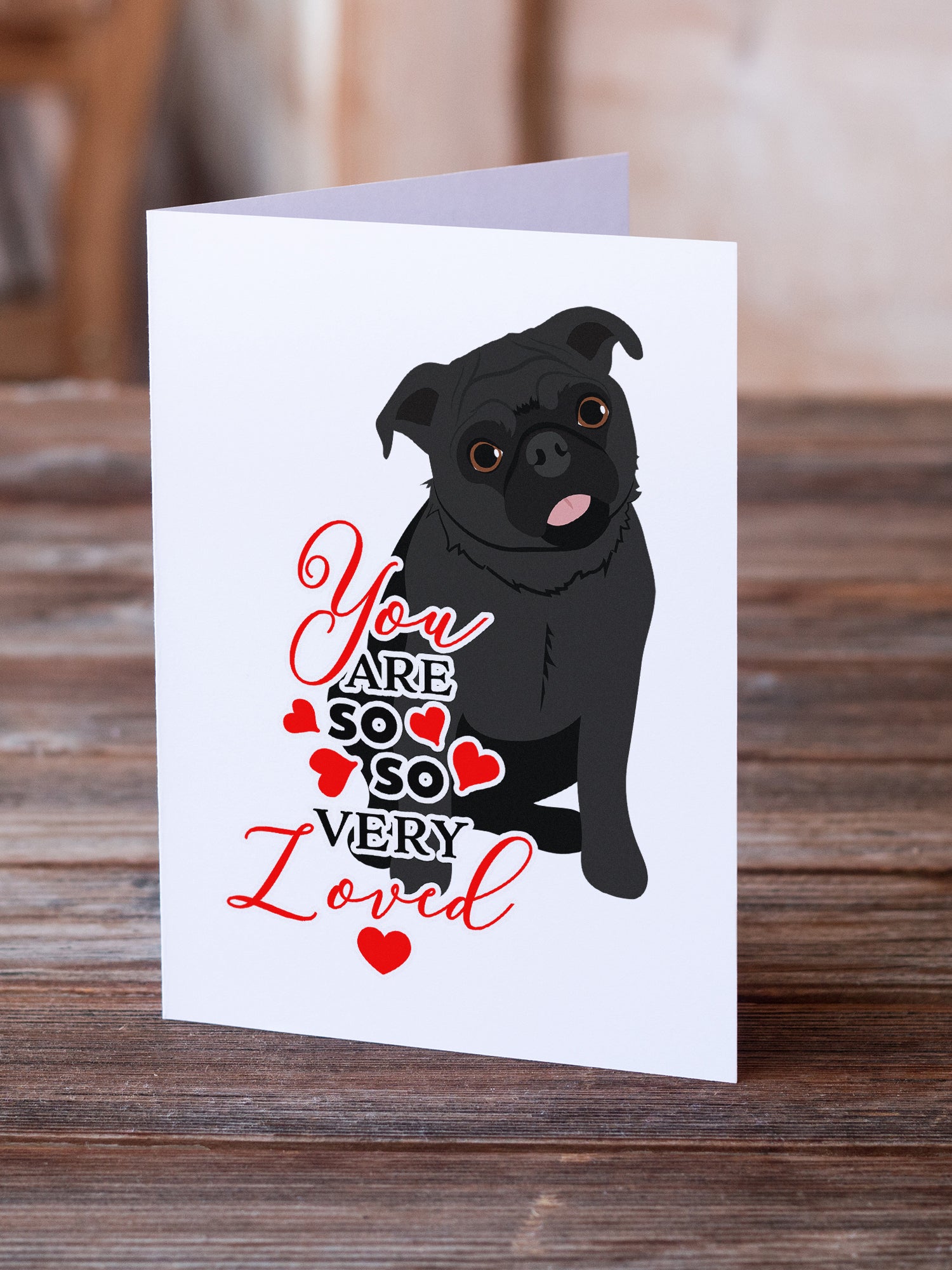 Buy this Pug Black #1 so Loved Greeting Cards and Envelopes Pack of 8