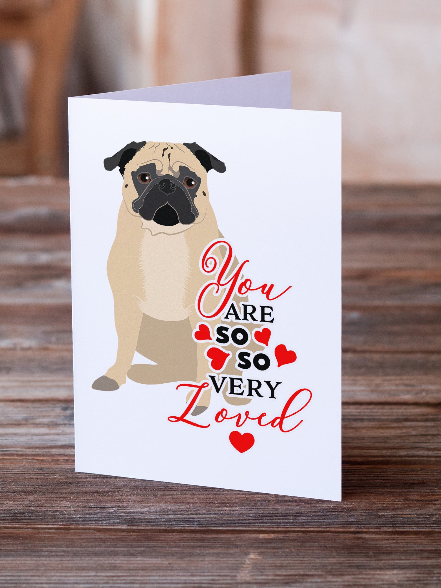 Buy this Pug Fawn #1 so Loved Greeting Cards and Envelopes Pack of 8