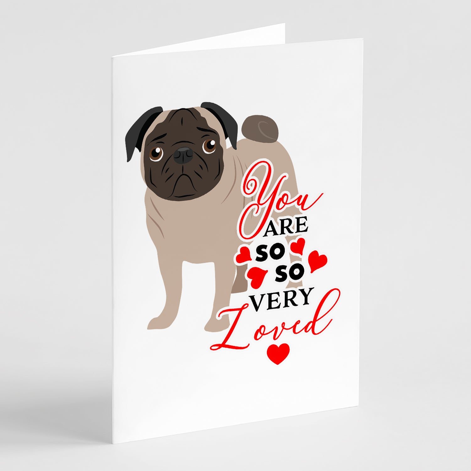 Buy this Pug Fawn #4 so Loved Greeting Cards and Envelopes Pack of 8