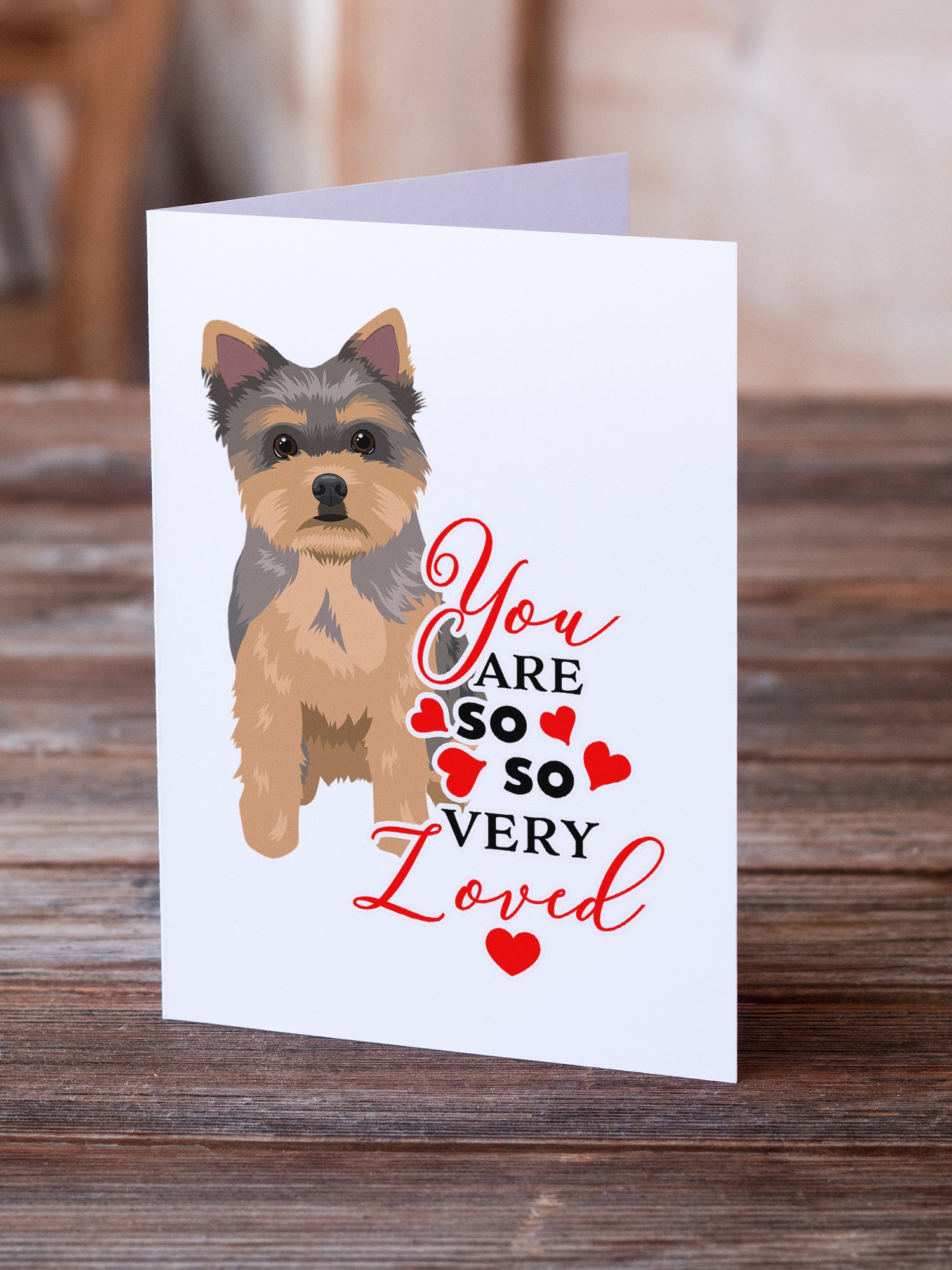 Buy this Yorkie Chocolate Puppy so Loved Greeting Cards and Envelopes Pack of 8