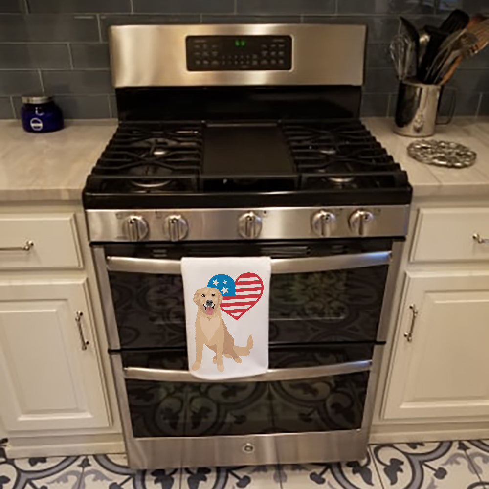 Buy this Golden Retriever Fawn #3 Patriotic White Kitchen Towel Set of 2