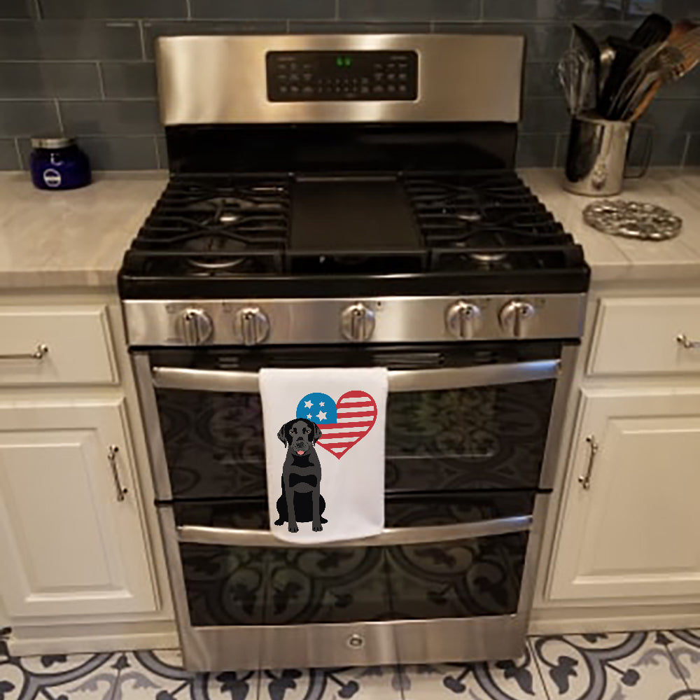 Buy this Labrador Retriever Black #3 Patriotic White Kitchen Towel Set of 2