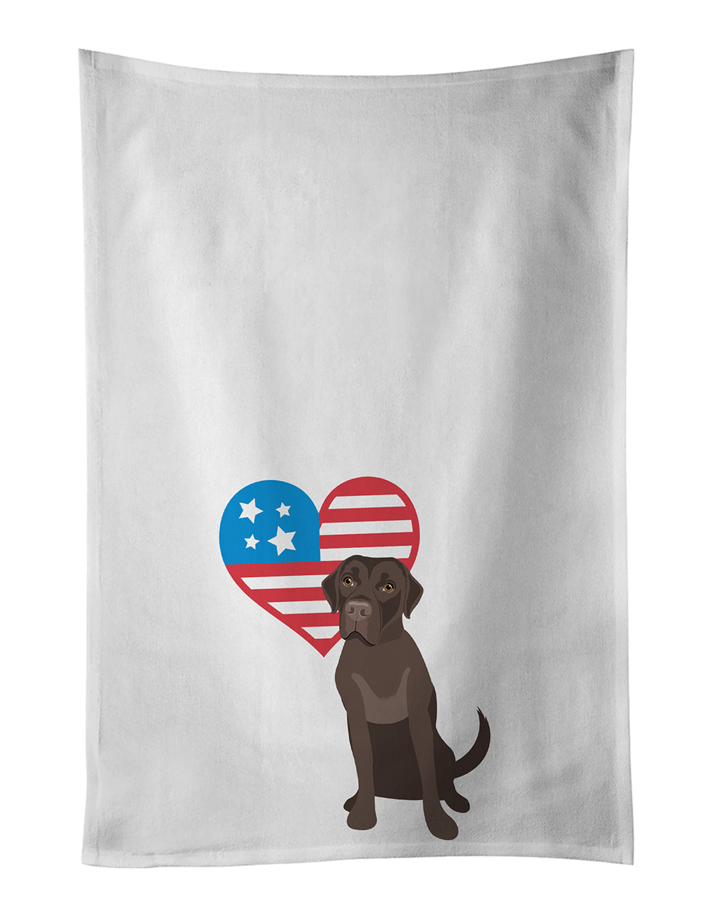 Buy this Labrador Retriever Chocolate #1 Patriotic White Kitchen Towel Set of 2