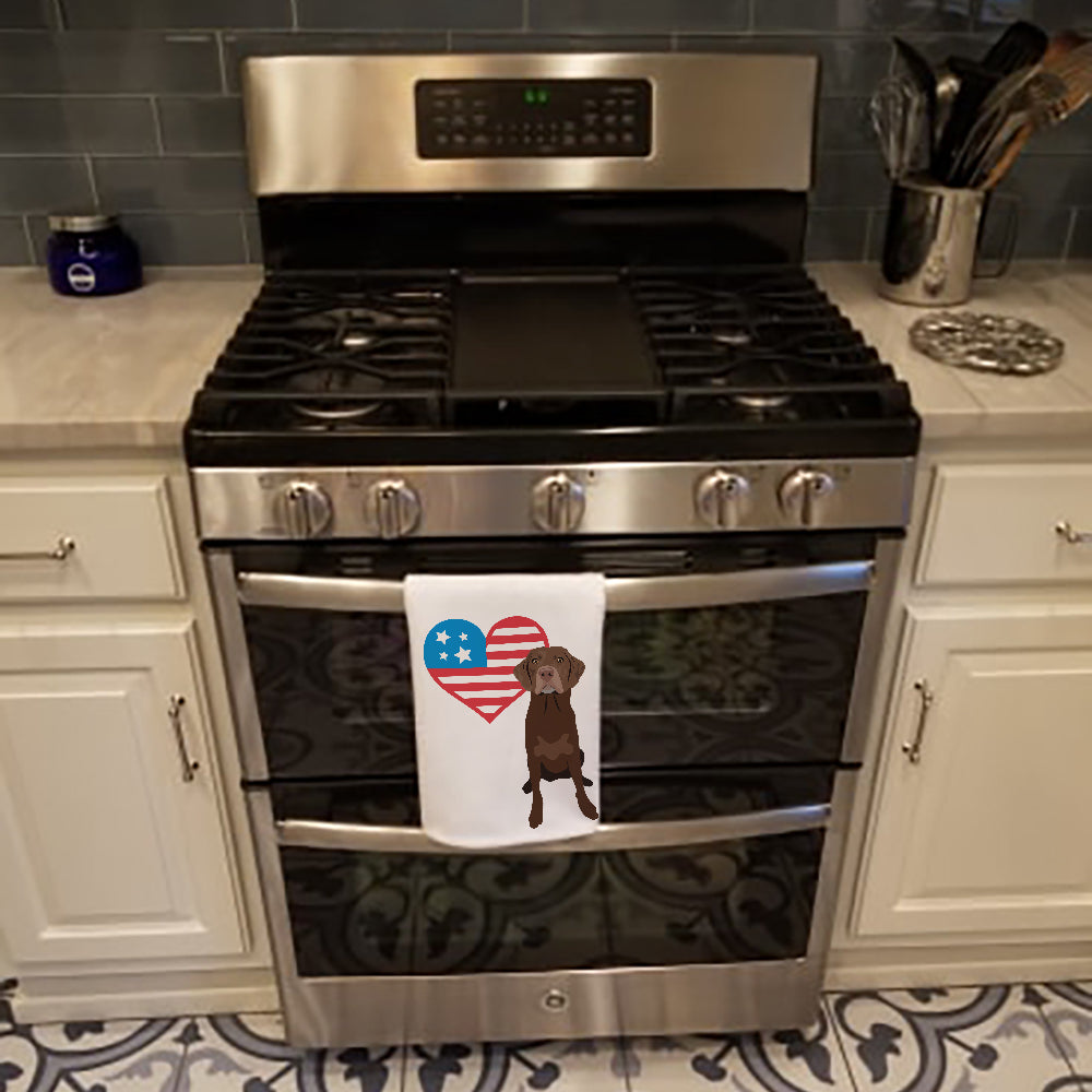 Buy this Labrador Retriever Chocolate #2 Patriotic White Kitchen Towel Set of 2