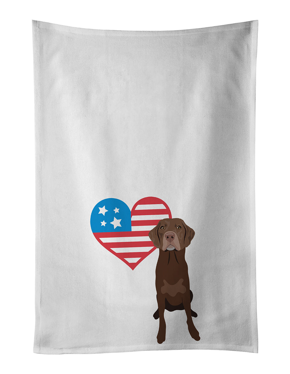 Buy this Labrador Retriever Chocolate #2 Patriotic White Kitchen Towel Set of 2