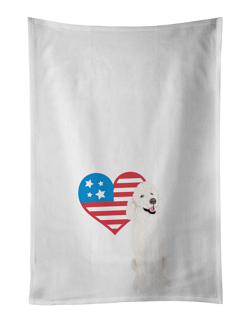 Buy this Poodle Standard White Patriotic White Kitchen Towel Set of 2