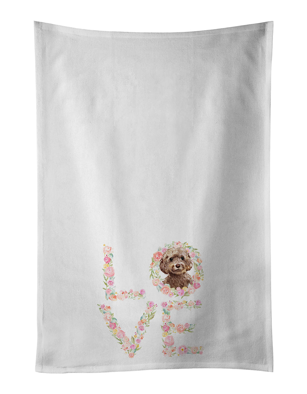 Buy this Brown Cockapoo Love White Kitchen Towel Set of 2 Dish Towels