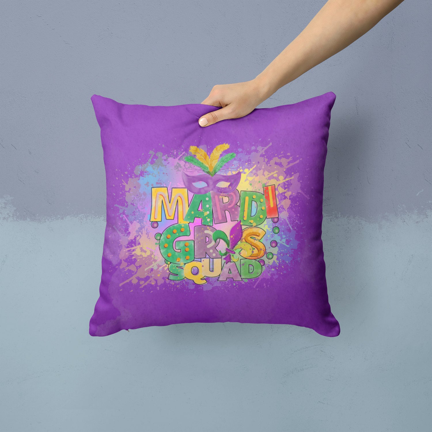 Buy this Mardi Gras Squad Fabric Decorative Pillow