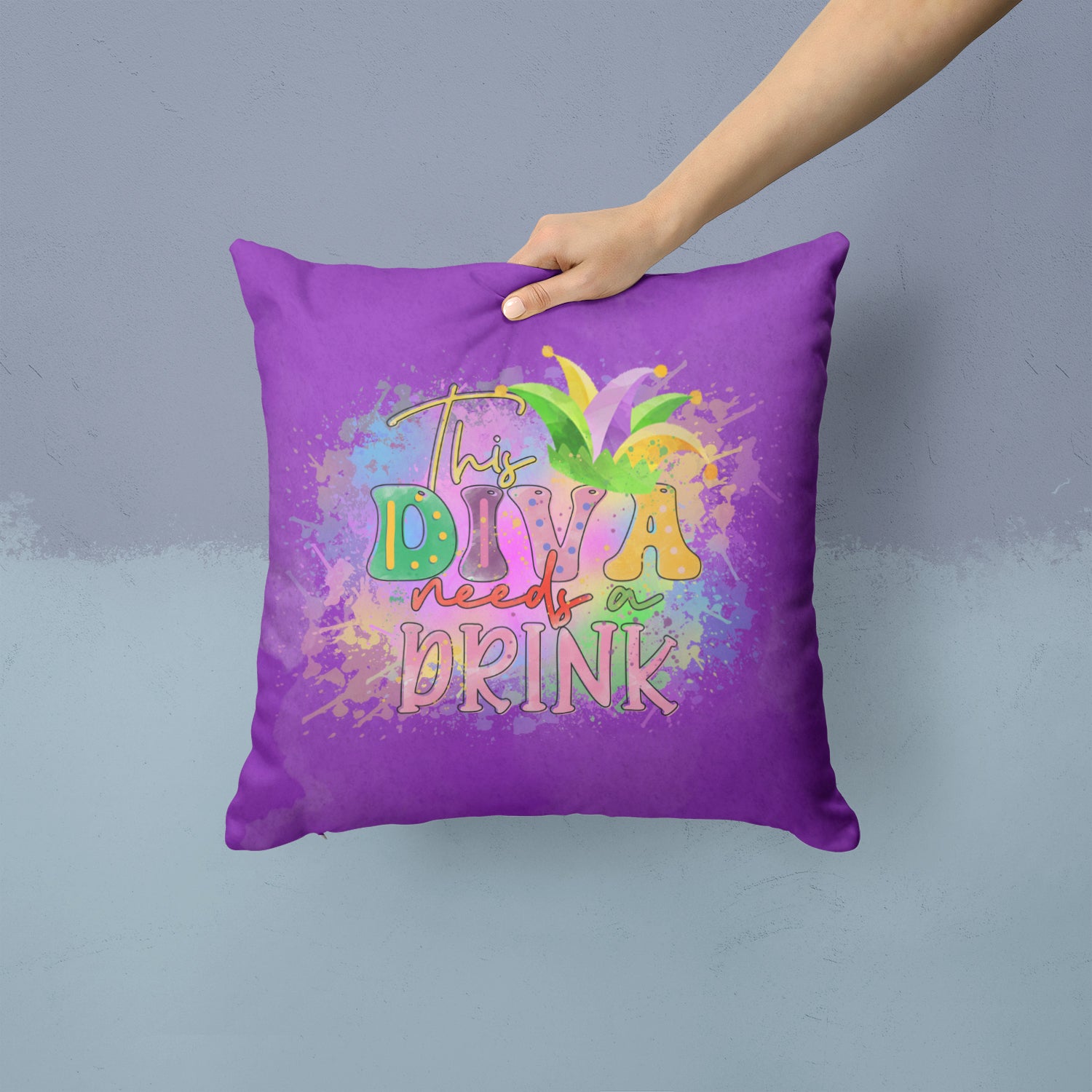 Buy this This Diva needs a Drink Mardi Gras Fabric Decorative Pillow