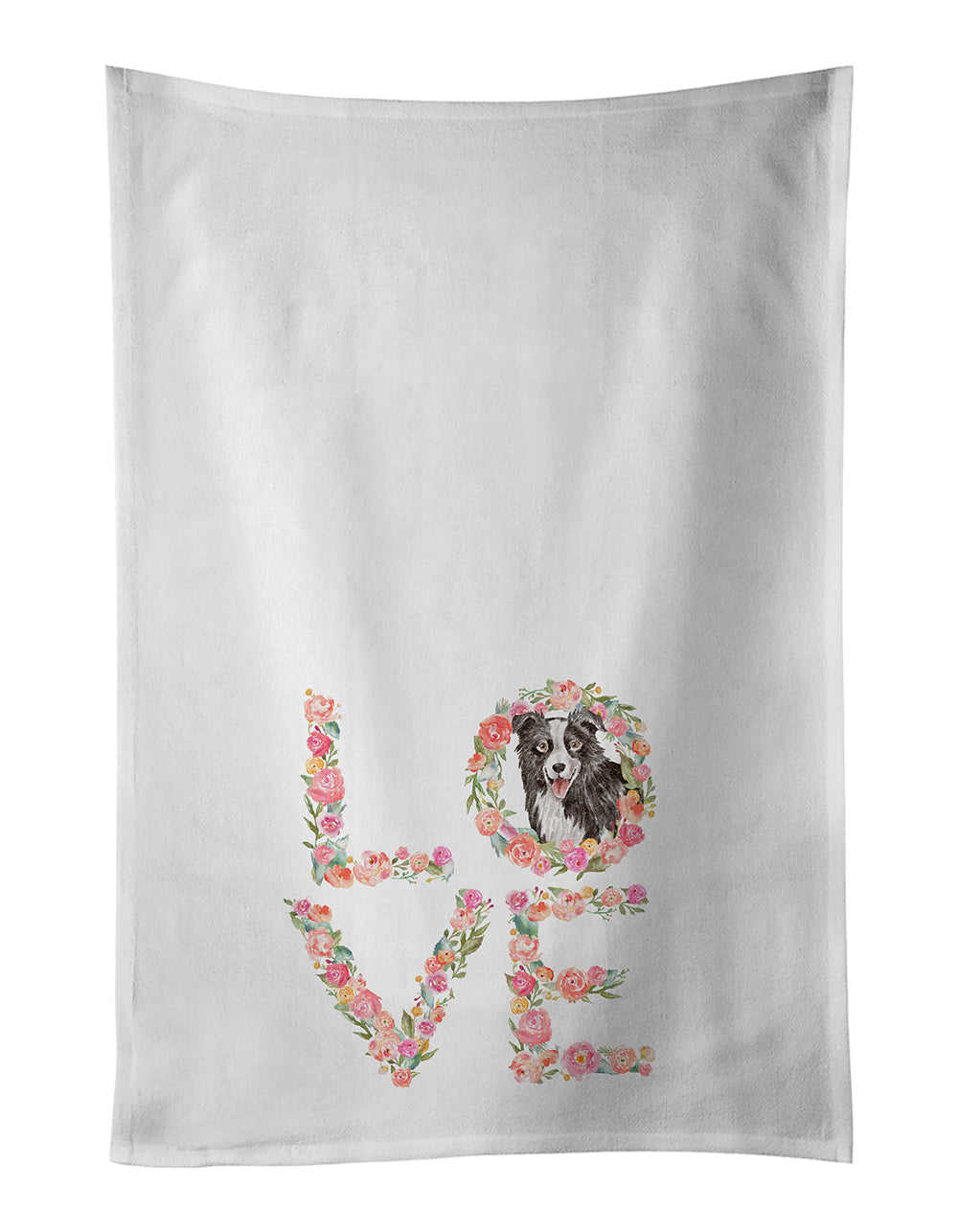 Buy this Border Collie #4 Love White Kitchen Towel Set of 2 Dish Towels