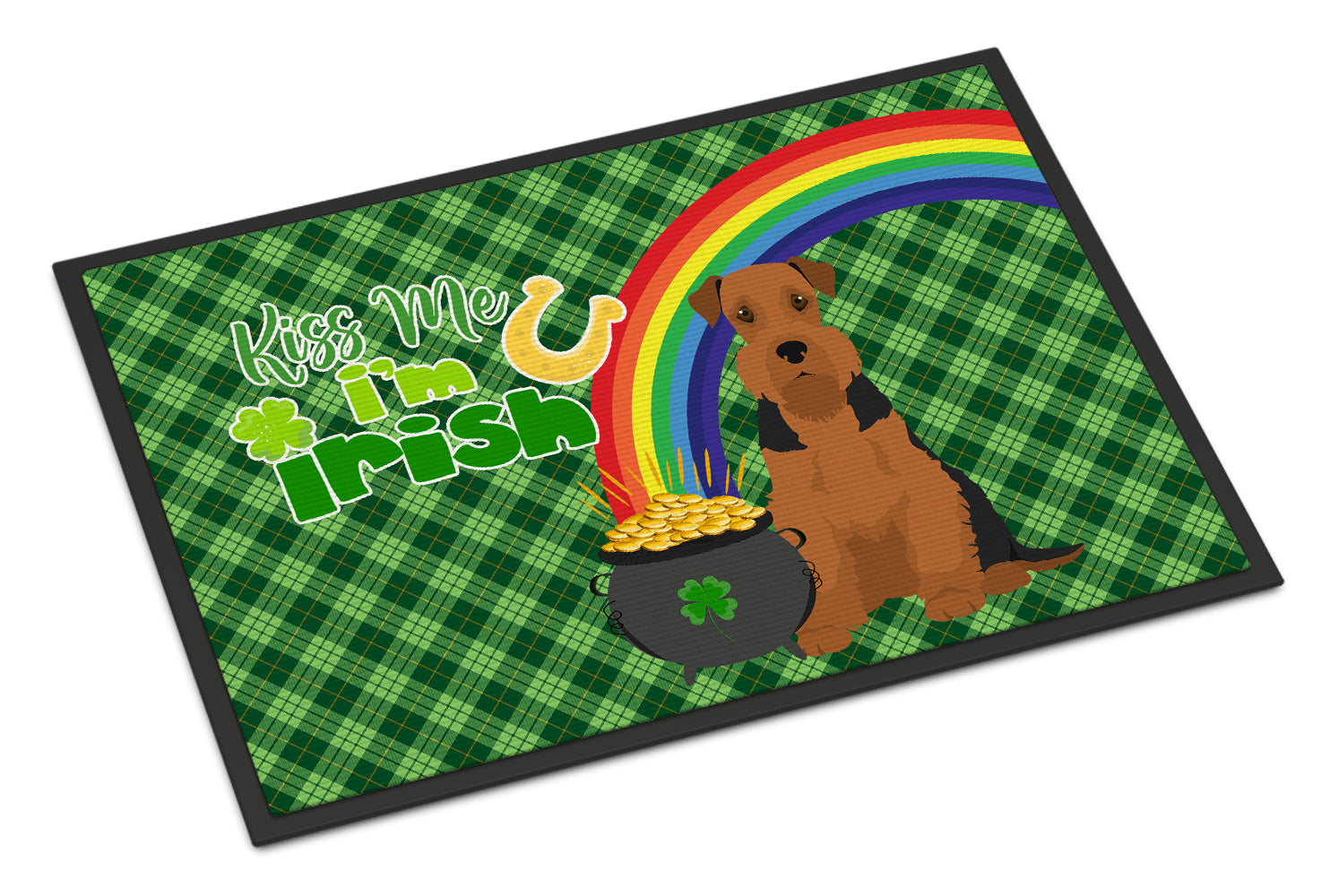 Buy this Black and Tan Airedale Terrier St. Patrick's Day Indoor or Outdoor Mat 24x36
