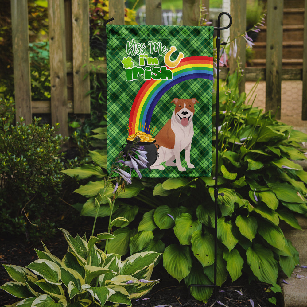 Red and White Pit Bull Terrier St. Patrick's Day Flag Garden Size