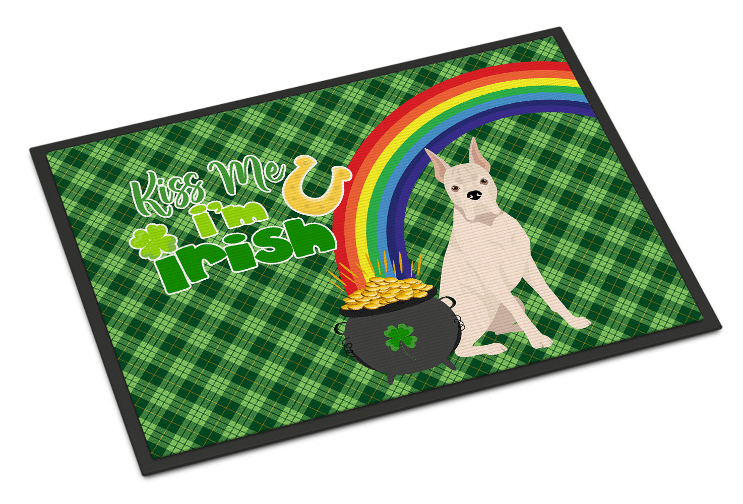 Buy this White Boxer St. Patrick's Day Indoor or Outdoor Mat 24x36
