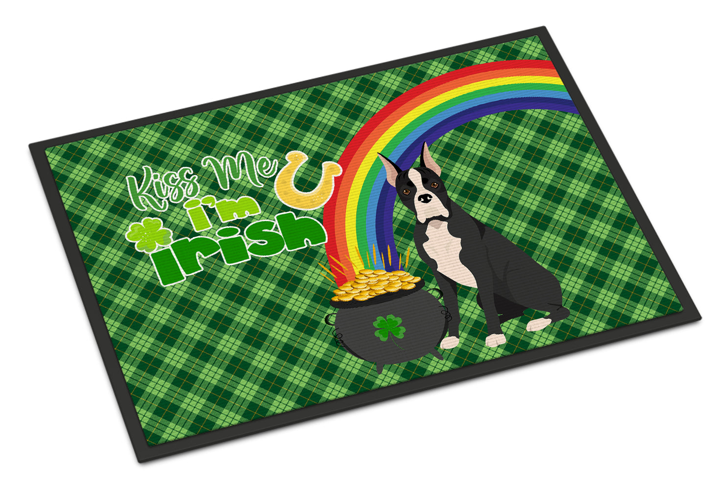 Buy this Black Boxer St. Patrick's Day Indoor or Outdoor Mat 24x36