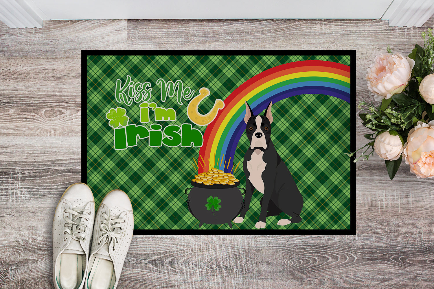 Buy this Black Boxer St. Patrick's Day Indoor or Outdoor Mat 24x36