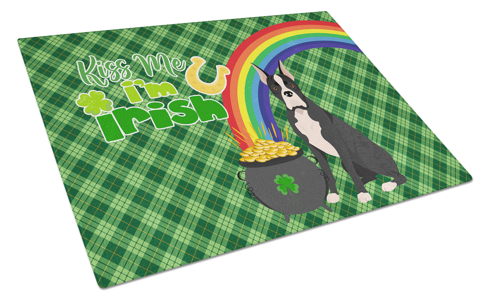 Buy this Black Boxer St. Patrick's Day Glass Cutting Board Large