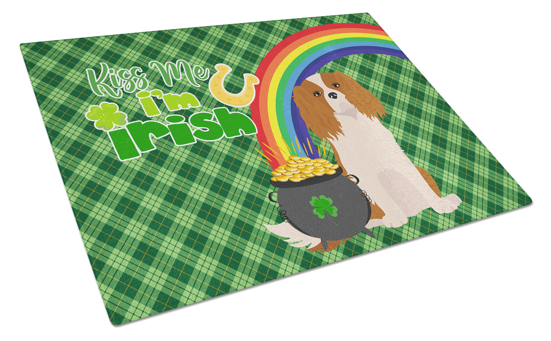 Buy this Blenheim Cavalier Spaniel St. Patrick's Day Glass Cutting Board Large