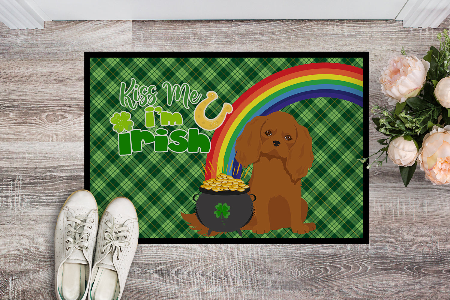 Buy this Ruby Cavalier Spaniel St. Patrick's Day Indoor or Outdoor Mat 24x36
