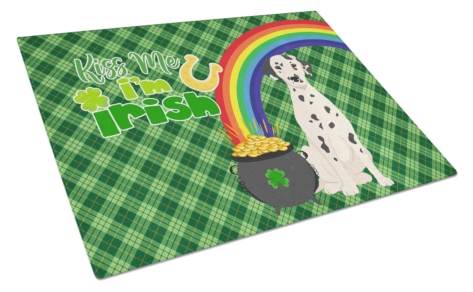 Buy this Dalmatian St. Patrick's Day Glass Cutting Board Large