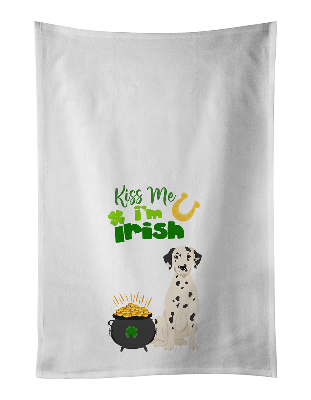 Buy this Dalmatian St. Patrick's Day White Kitchen Towel Set of 2 Dish Towels