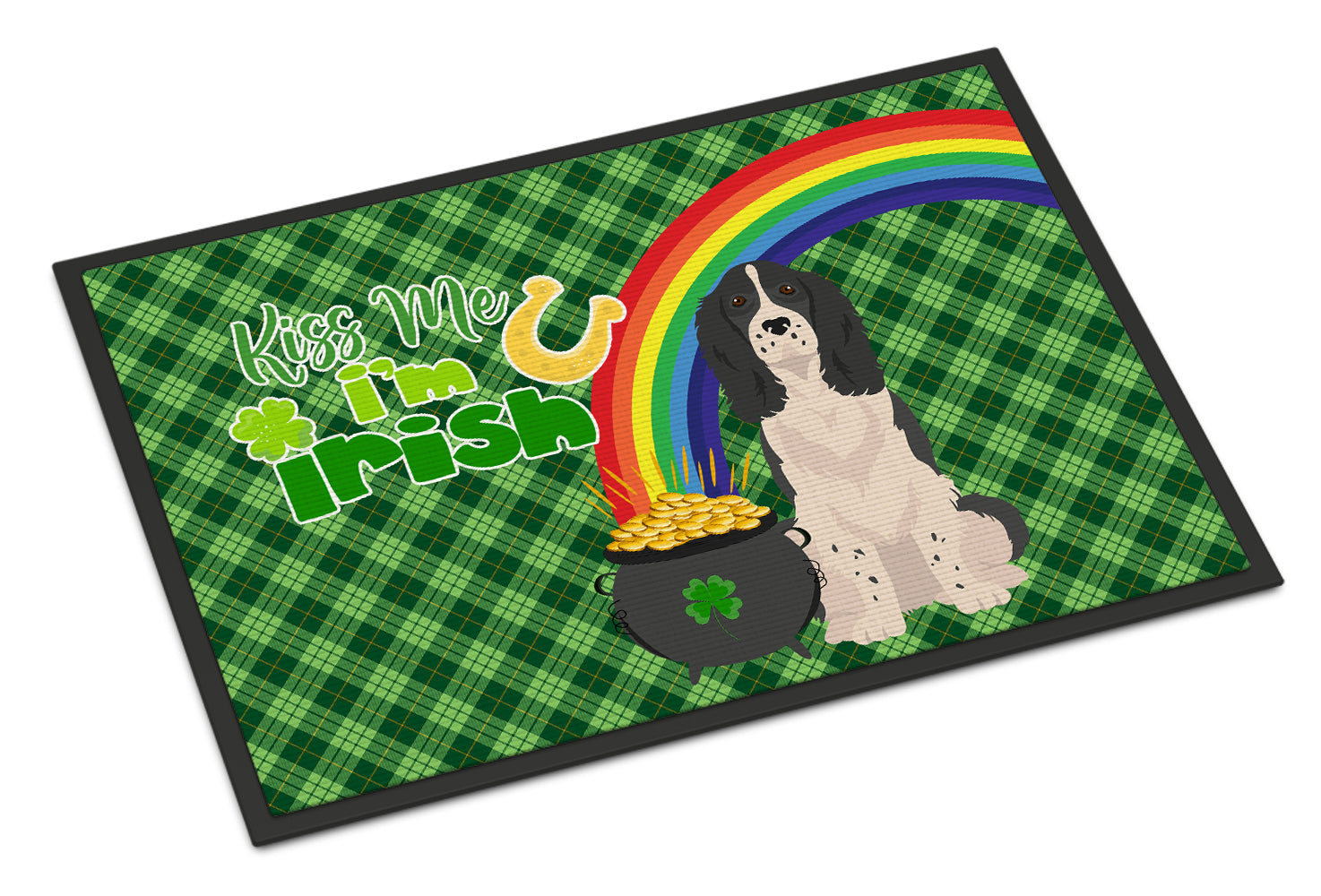 Buy this Black English Springer Spaniel St. Patrick's Day Indoor or Outdoor Mat 24x36