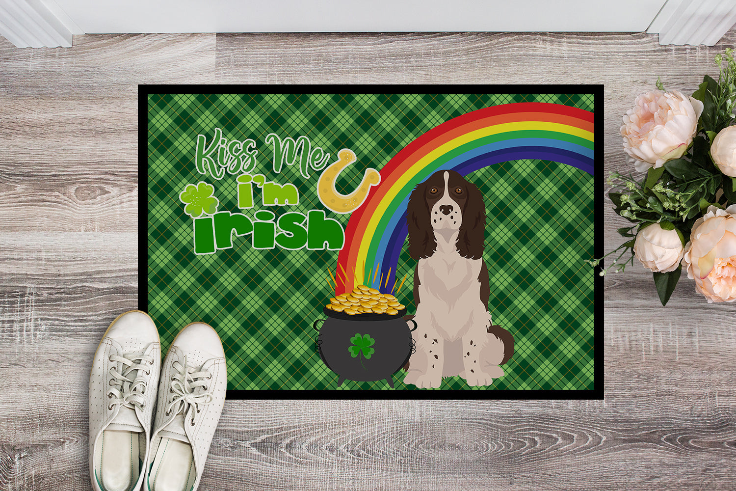 Buy this Liver English Springer Spaniel St. Patrick's Day Indoor or Outdoor Mat 24x36