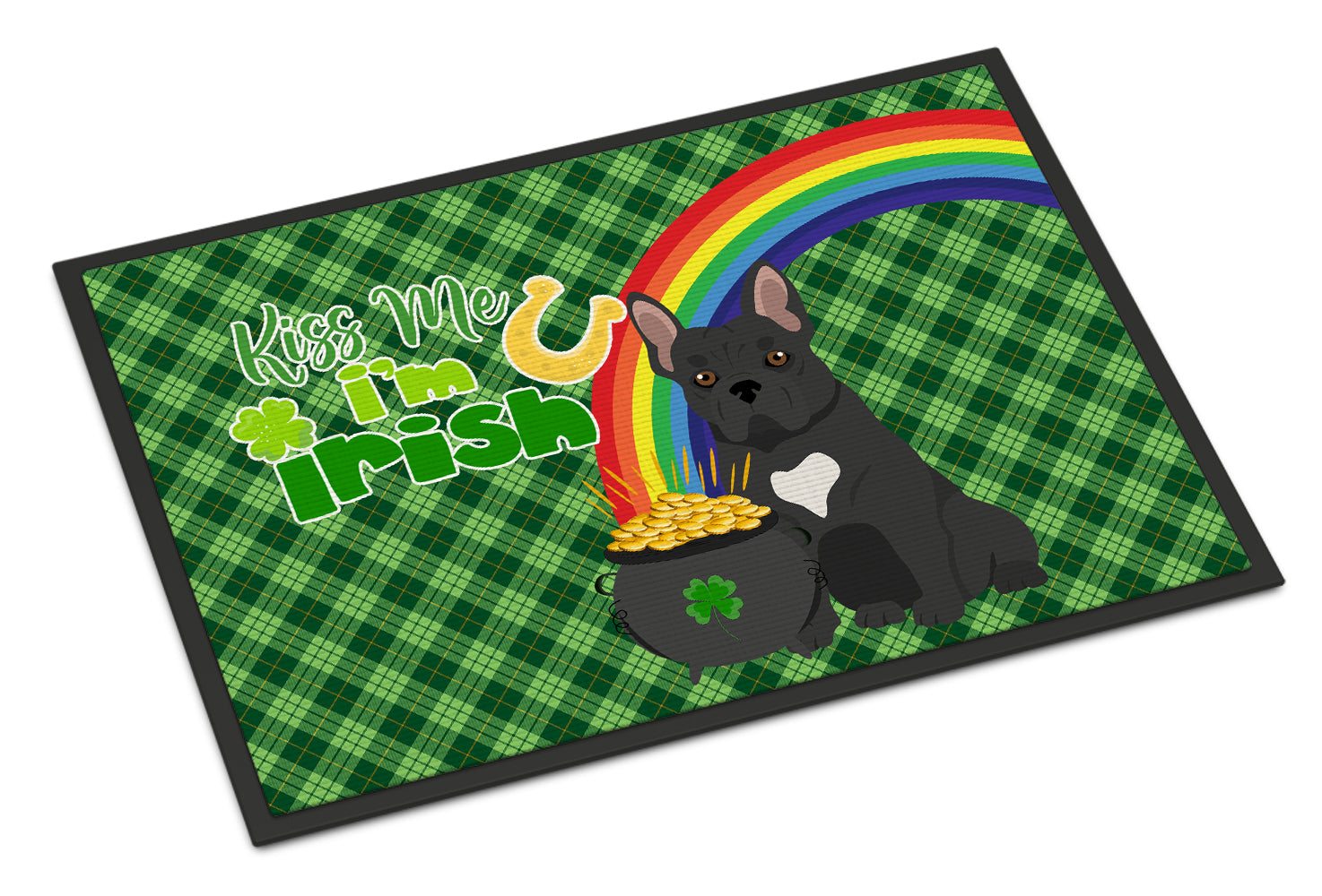 Buy this Black French Bulldog St. Patrick's Day Indoor or Outdoor Mat 24x36