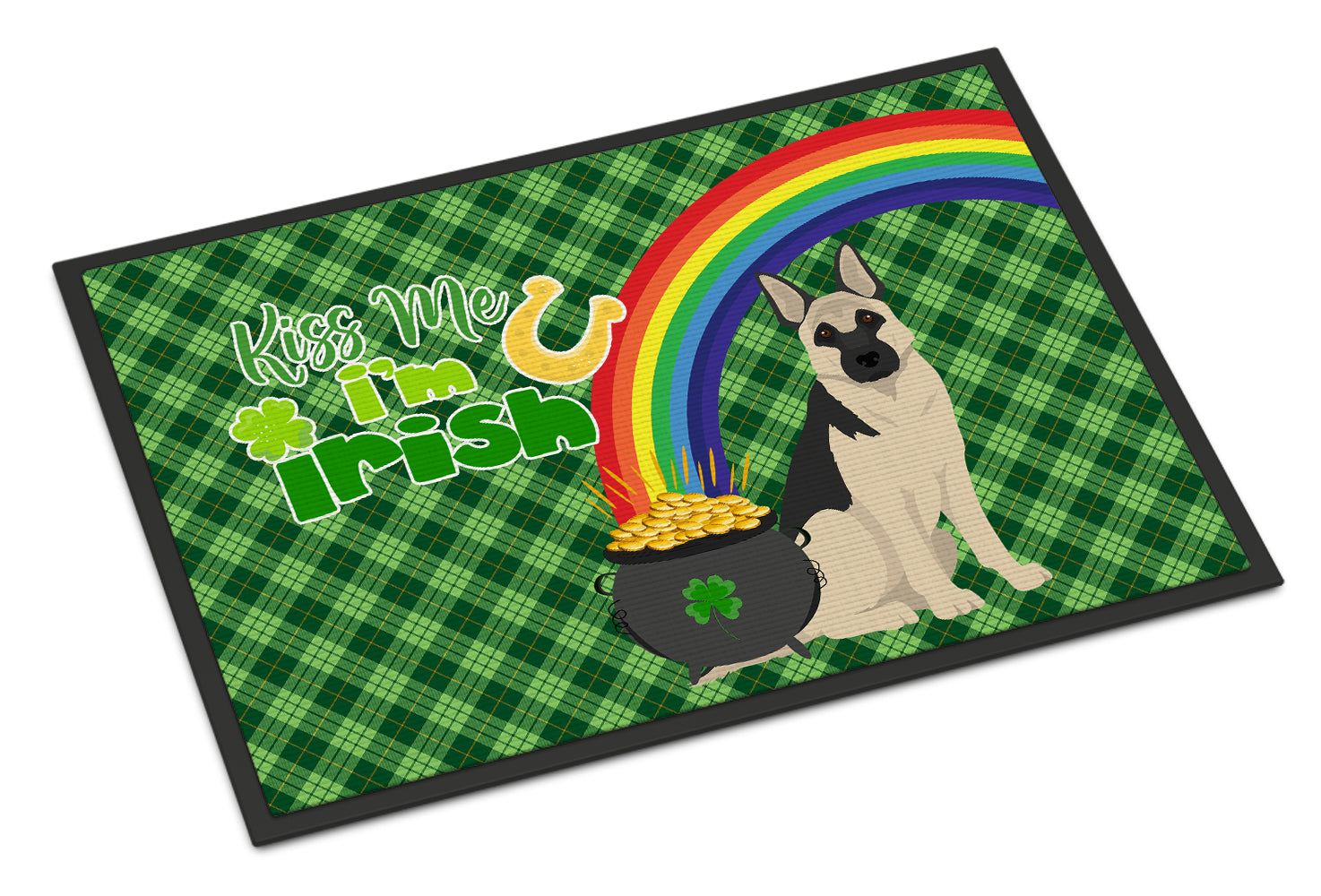 Buy this Black and Silver German Shepherd St. Patrick's Day Indoor or Outdoor Mat 24x36
