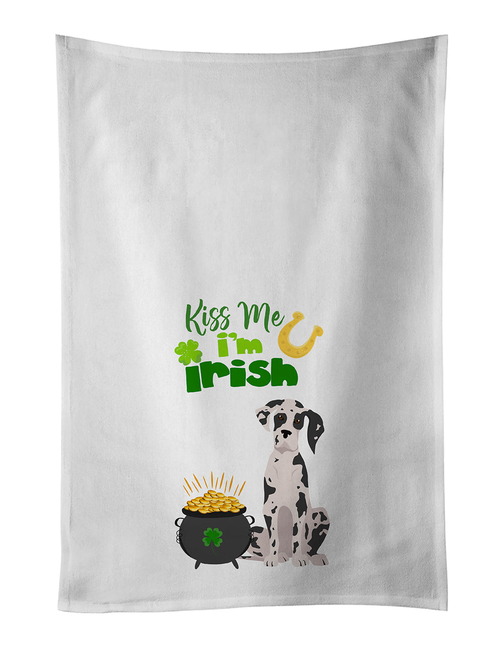 Buy this Harlequin Great Dane St. Patrick's Day White Kitchen Towel Set of 2 Dish Towels