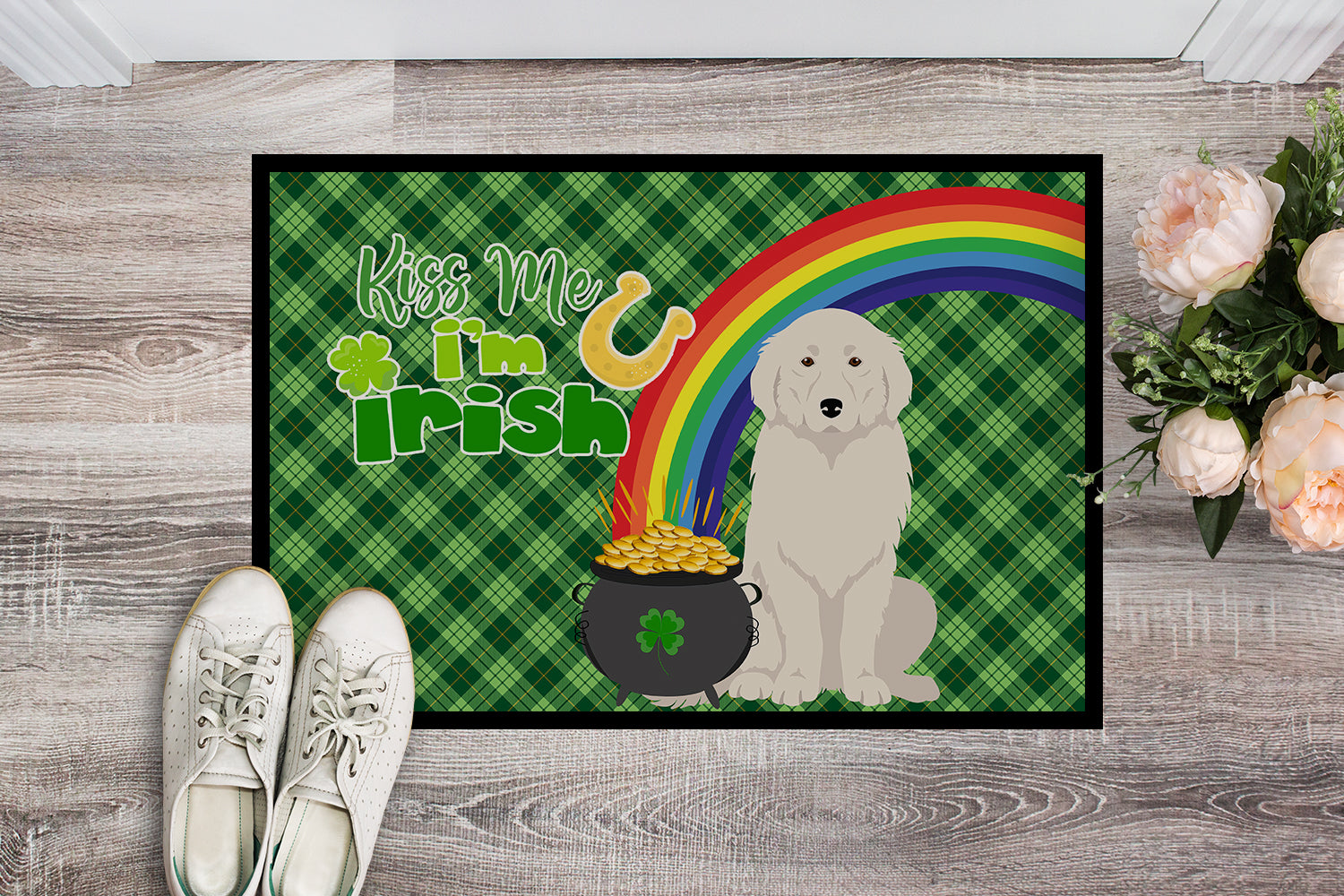 Buy this Great Pyrenees St. Patrick's Day Indoor or Outdoor Mat 24x36