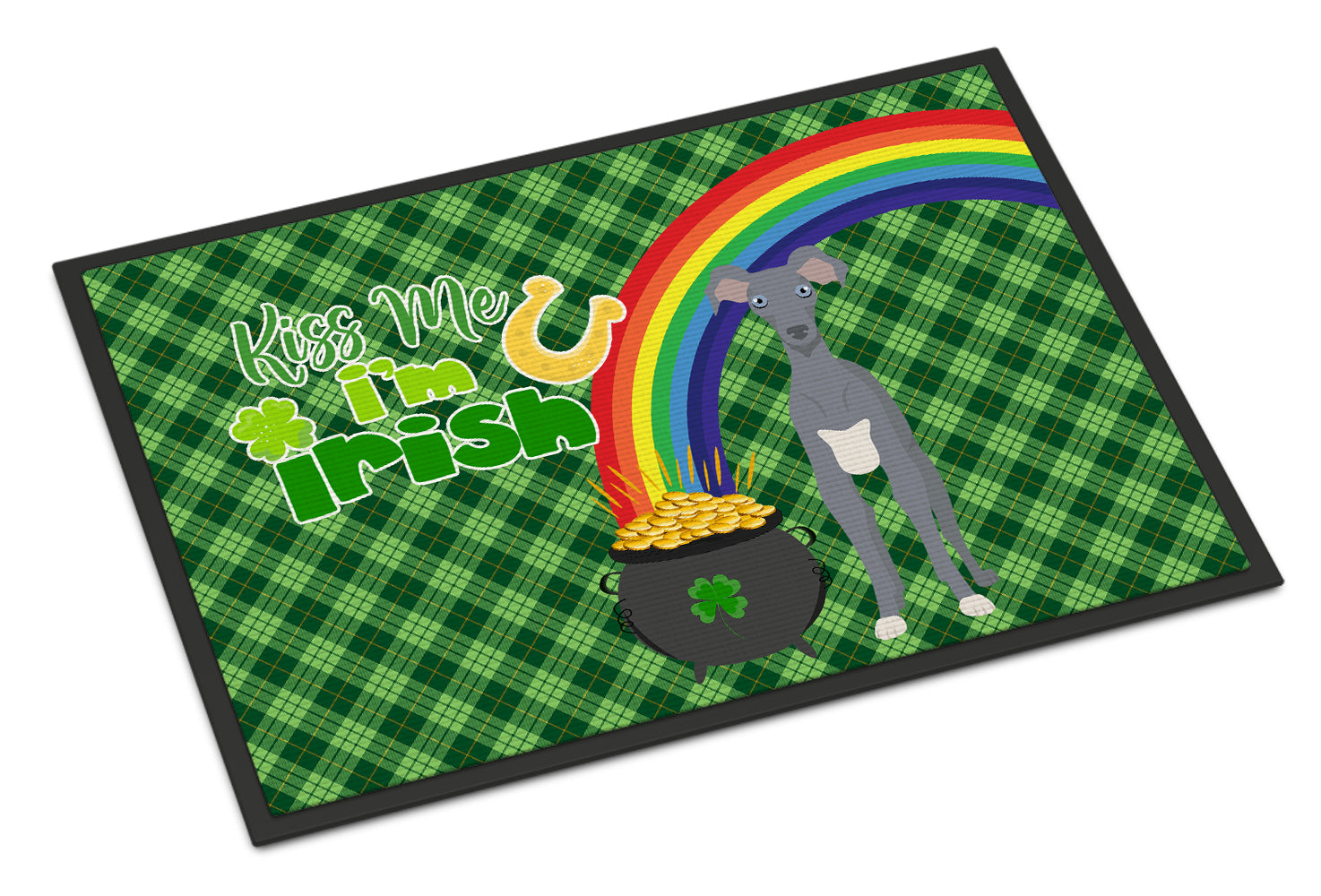 Buy this Gray Italian Greyhound St. Patrick's Day Indoor or Outdoor Mat 24x36