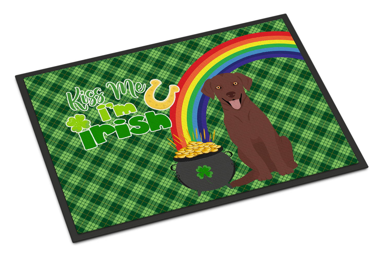 Buy this Chocolate Labrador Retriever St. Patrick's Day Indoor or Outdoor Mat 24x36