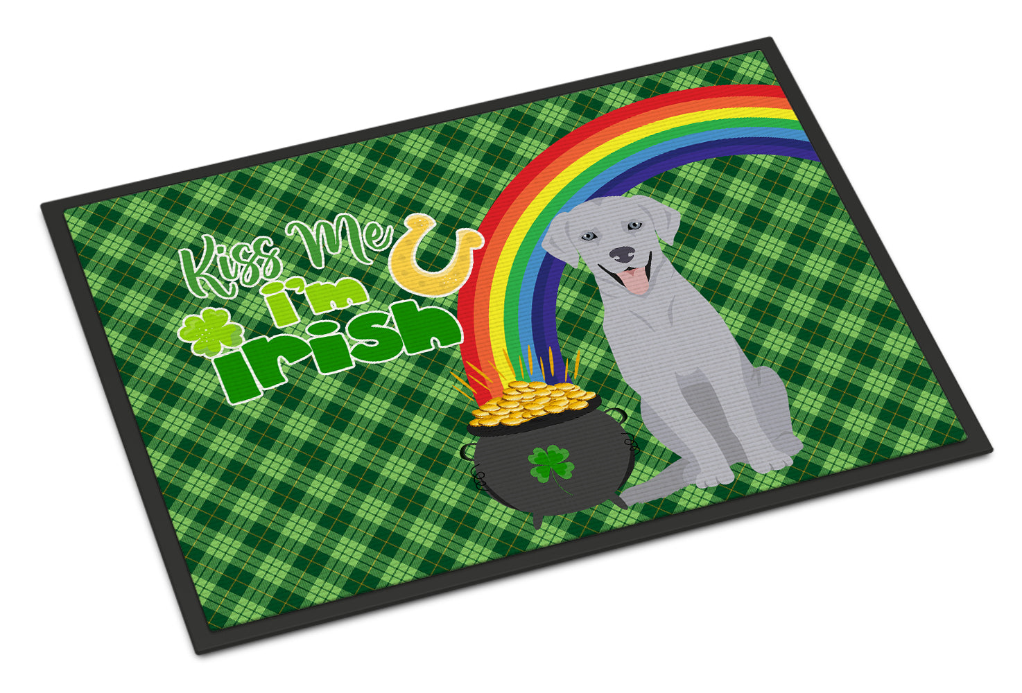 Buy this Silver Labrador Retriever St. Patrick's Day Indoor or Outdoor Mat 24x36