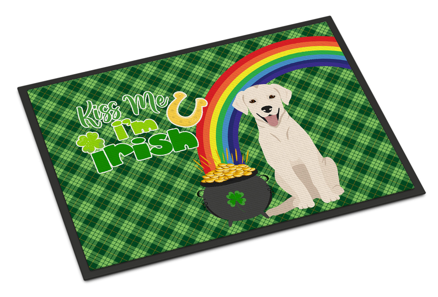 Buy this White Cream Labrador Retriever St. Patrick's Day Indoor or Outdoor Mat 24x36