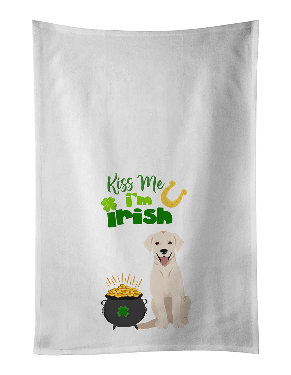 Buy this White Cream Labrador Retriever St. Patrick's Day White Kitchen Towel Set of 2 Dish Towels