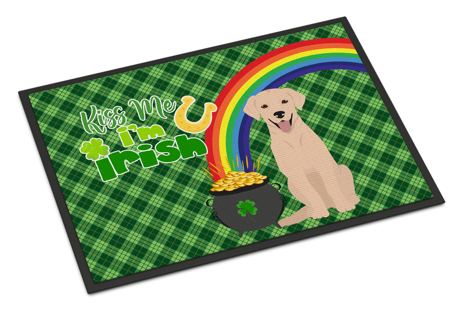 Buy this Yellow Labrador Retriever St. Patrick's Day Indoor or Outdoor Mat 24x36