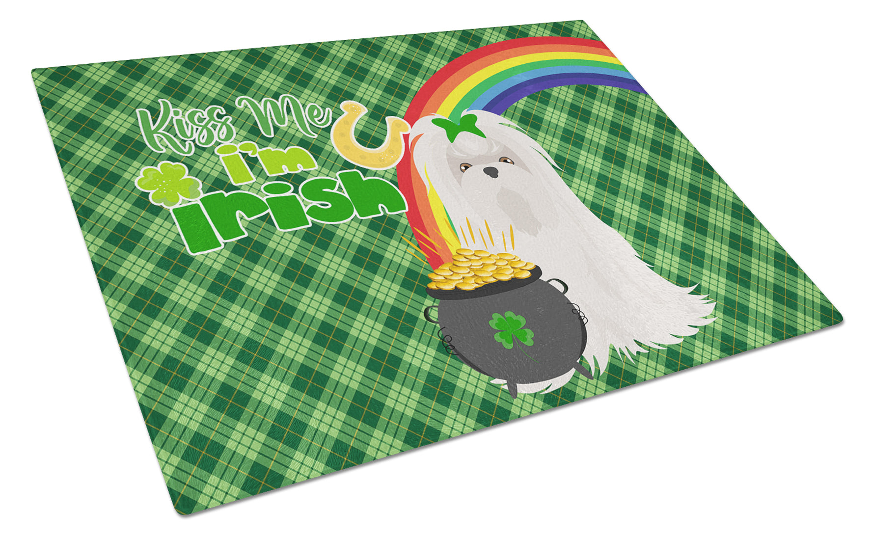 Buy this Maltese St. Patrick's Day Glass Cutting Board Large