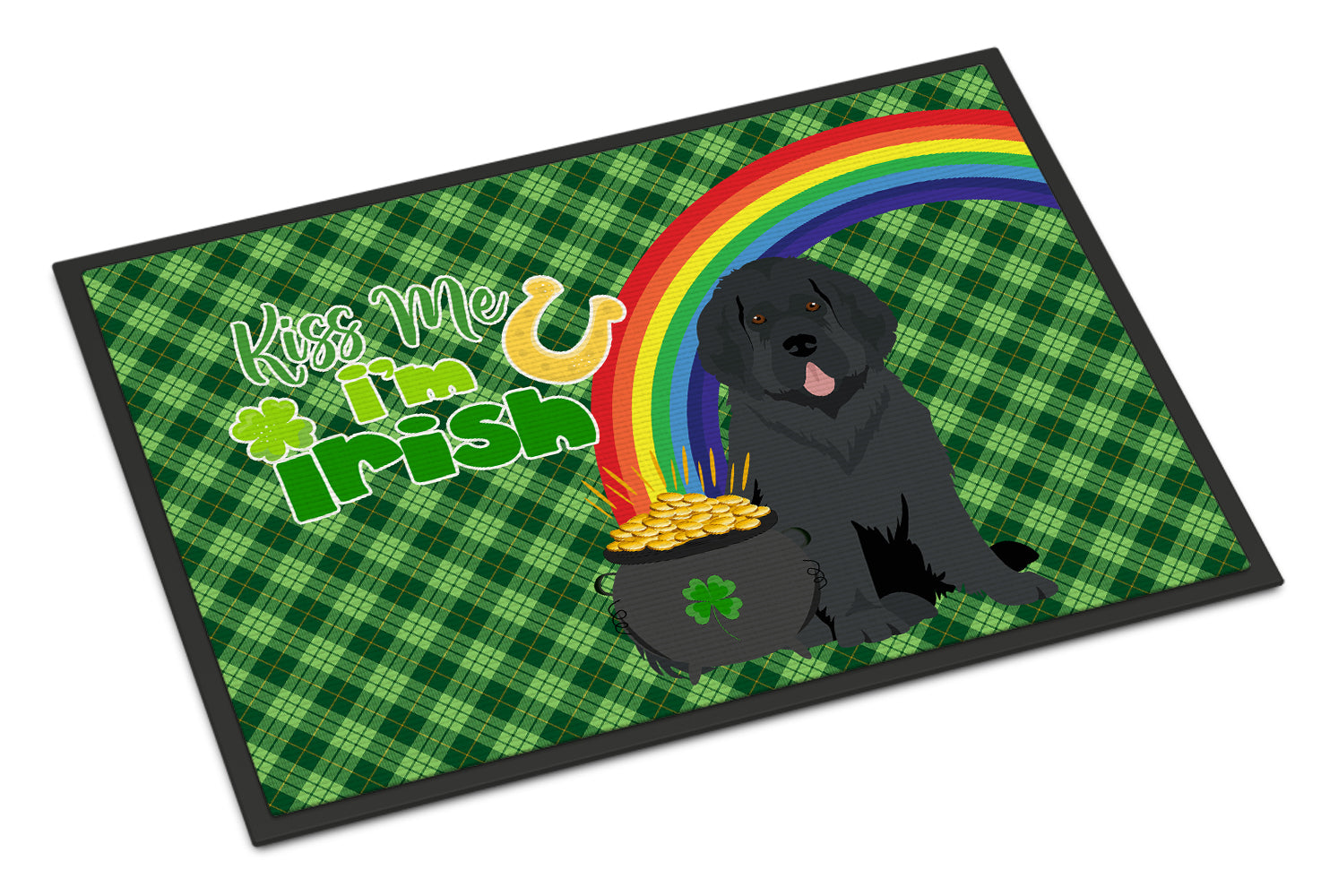 Buy this Black Newfoundland St. Patrick's Day Indoor or Outdoor Mat 24x36