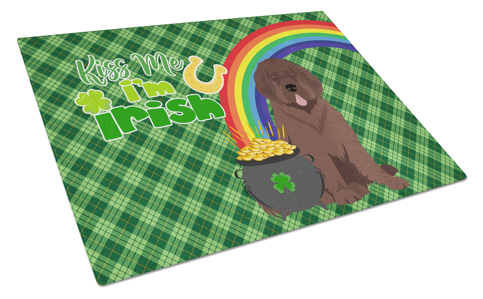 Buy this Brown Newfoundland St. Patrick's Day Glass Cutting Board Large