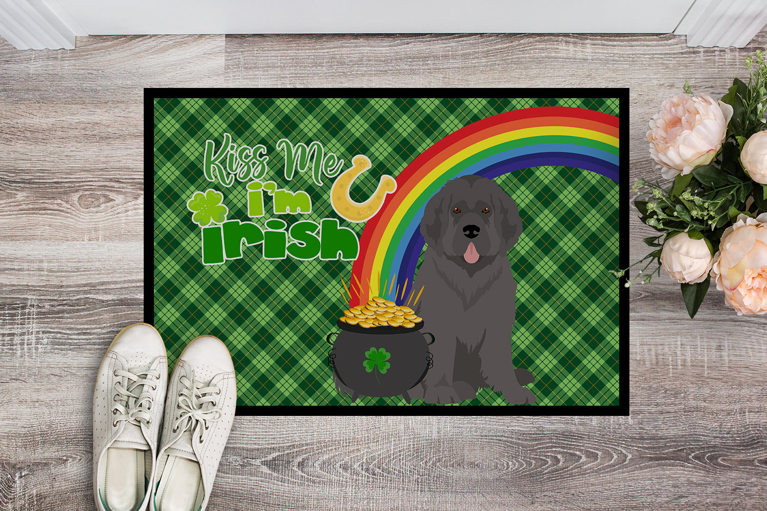 Buy this Grey Newfoundland St. Patrick's Day Indoor or Outdoor Mat 24x36