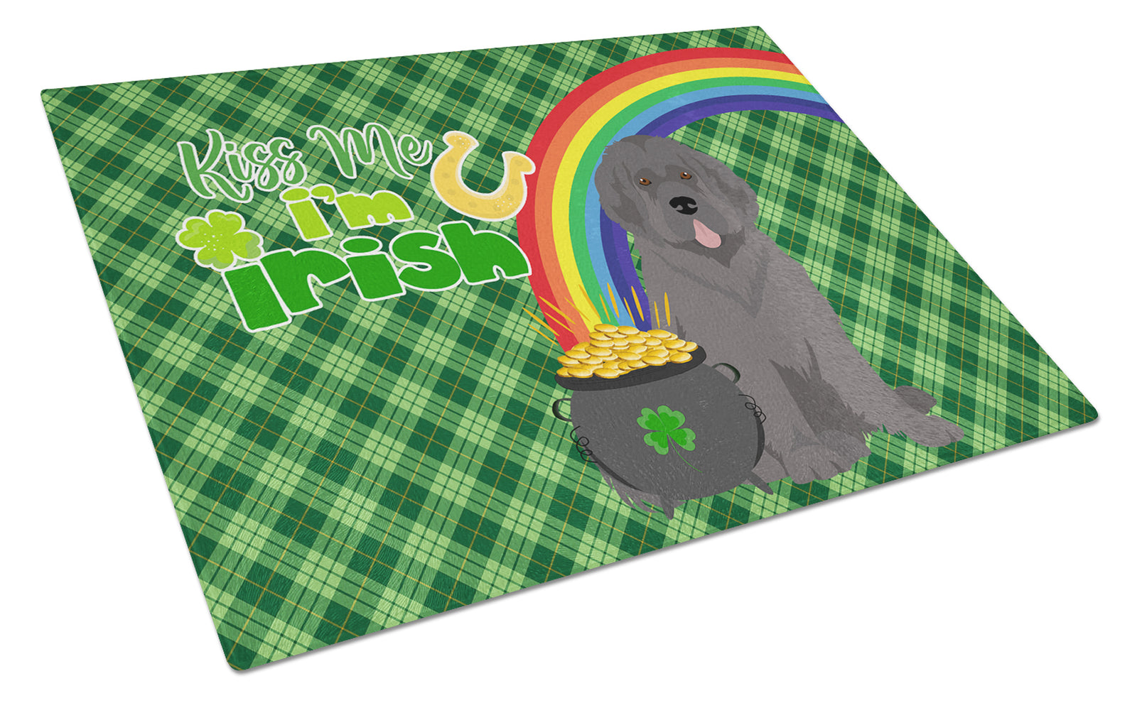 Buy this Grey Newfoundland St. Patrick's Day Glass Cutting Board Large
