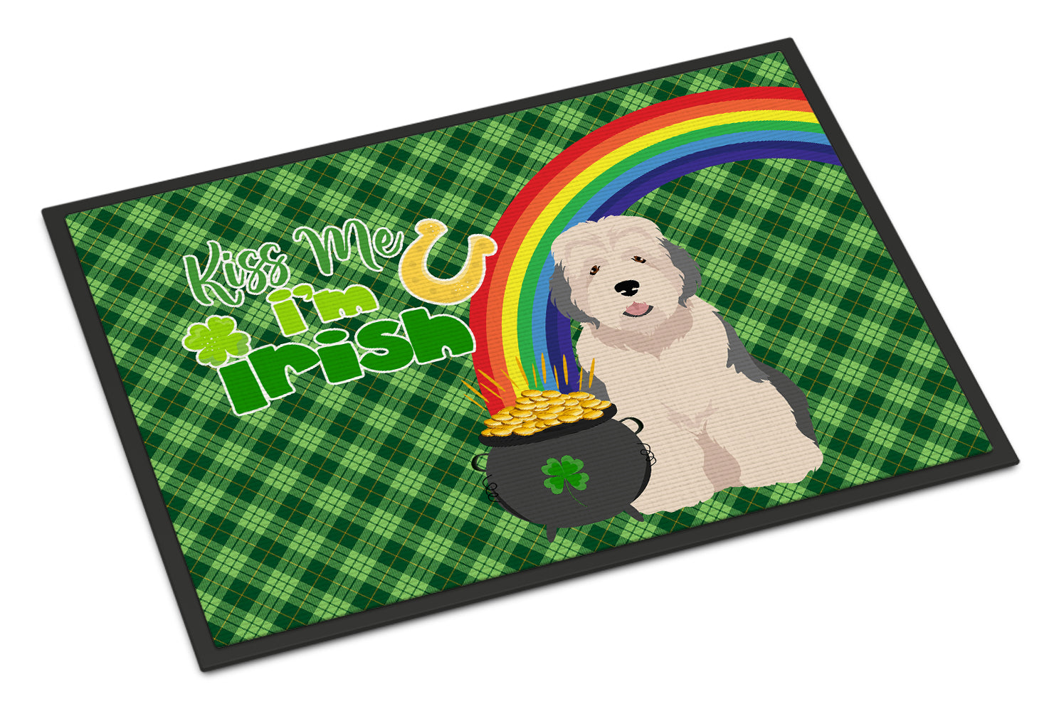 Buy this Old English Sheepdog St. Patrick's Day Indoor or Outdoor Mat 24x36