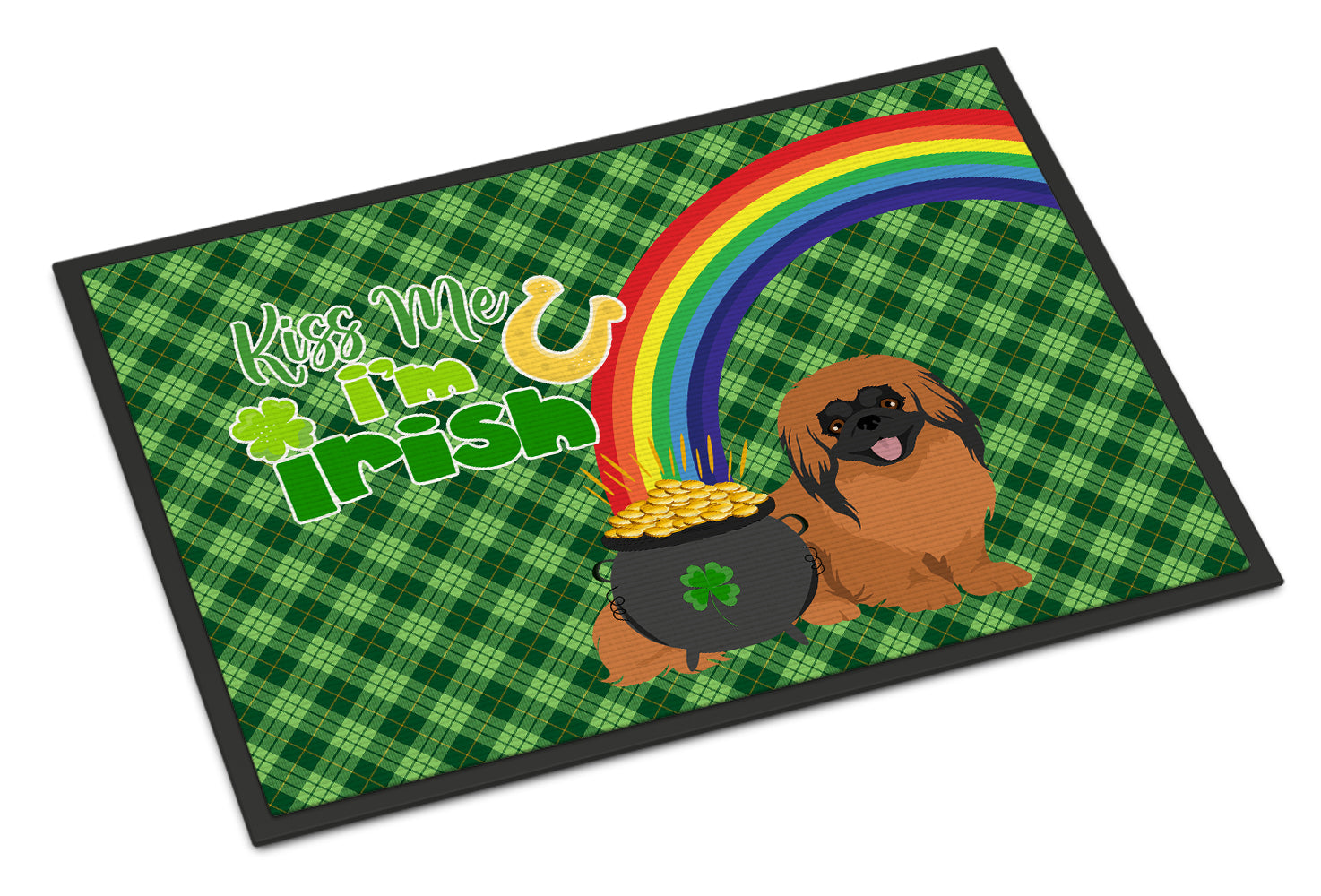 Buy this Red Pekingese St. Patrick's Day Indoor or Outdoor Mat 24x36