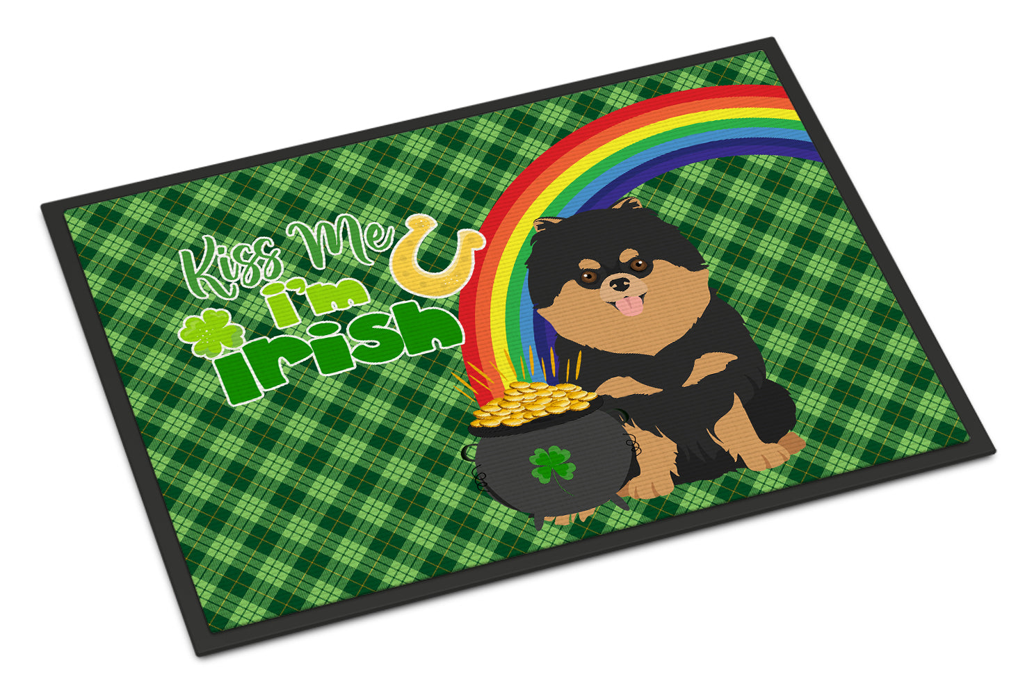 Buy this Black and Tan Pomeranian St. Patrick's Day Indoor or Outdoor Mat 24x36