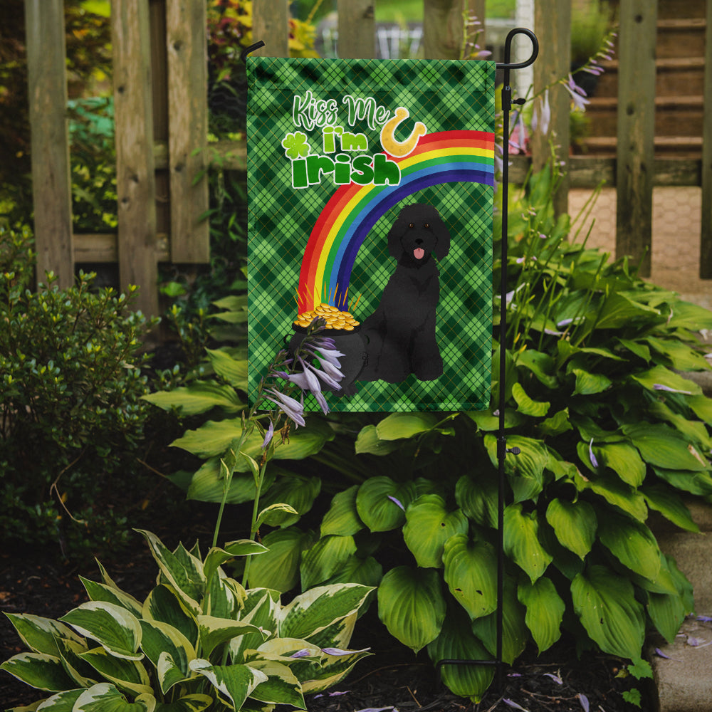 Standard Black Poodle St. Patrick's Day Flag Garden Size