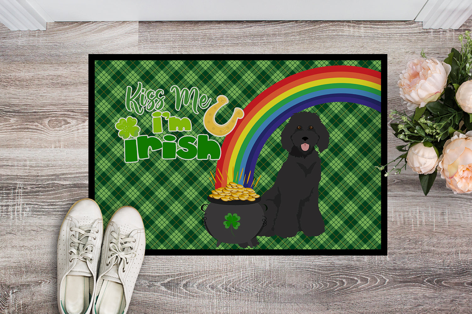 Buy this Standard Black Poodle St. Patrick's Day Indoor or Outdoor Mat 24x36