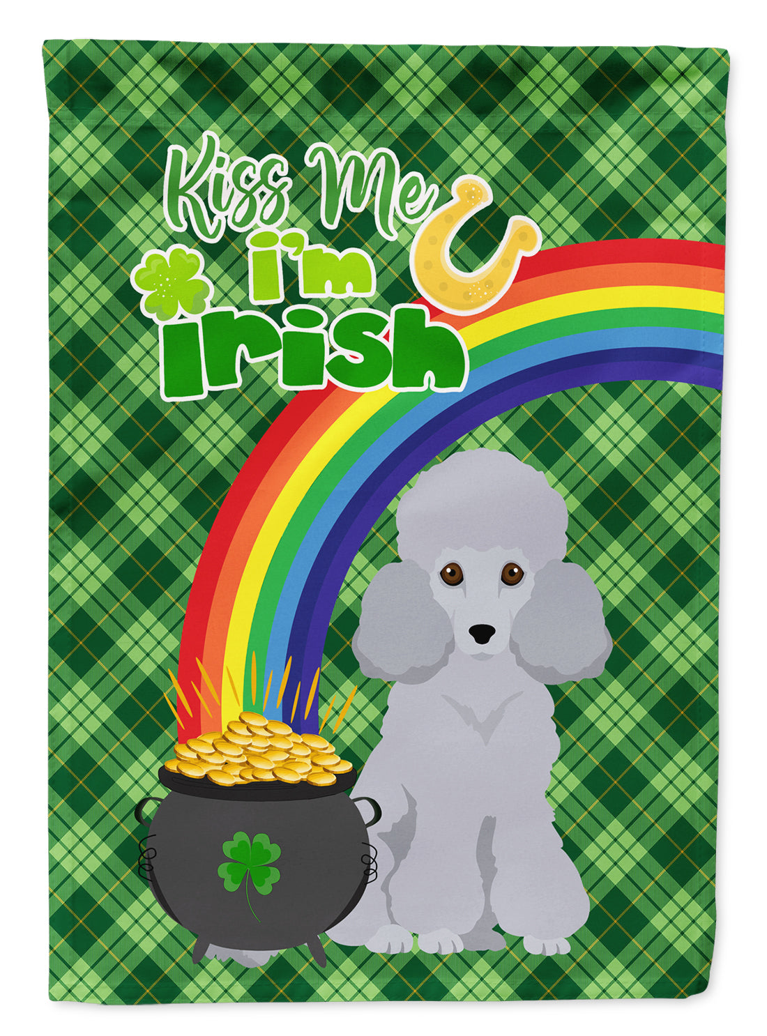 Toy Silver Poodle St. Patrick's Day Flag Garden Size