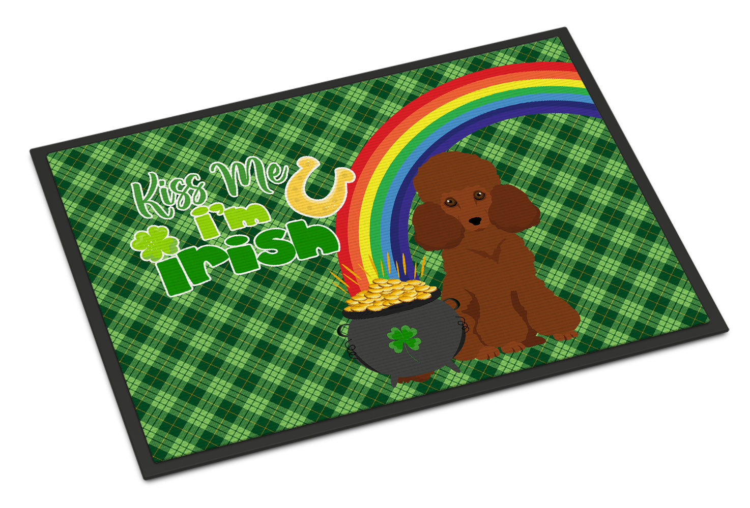 Buy this Toy Red Poodle St. Patrick's Day Indoor or Outdoor Mat 24x36