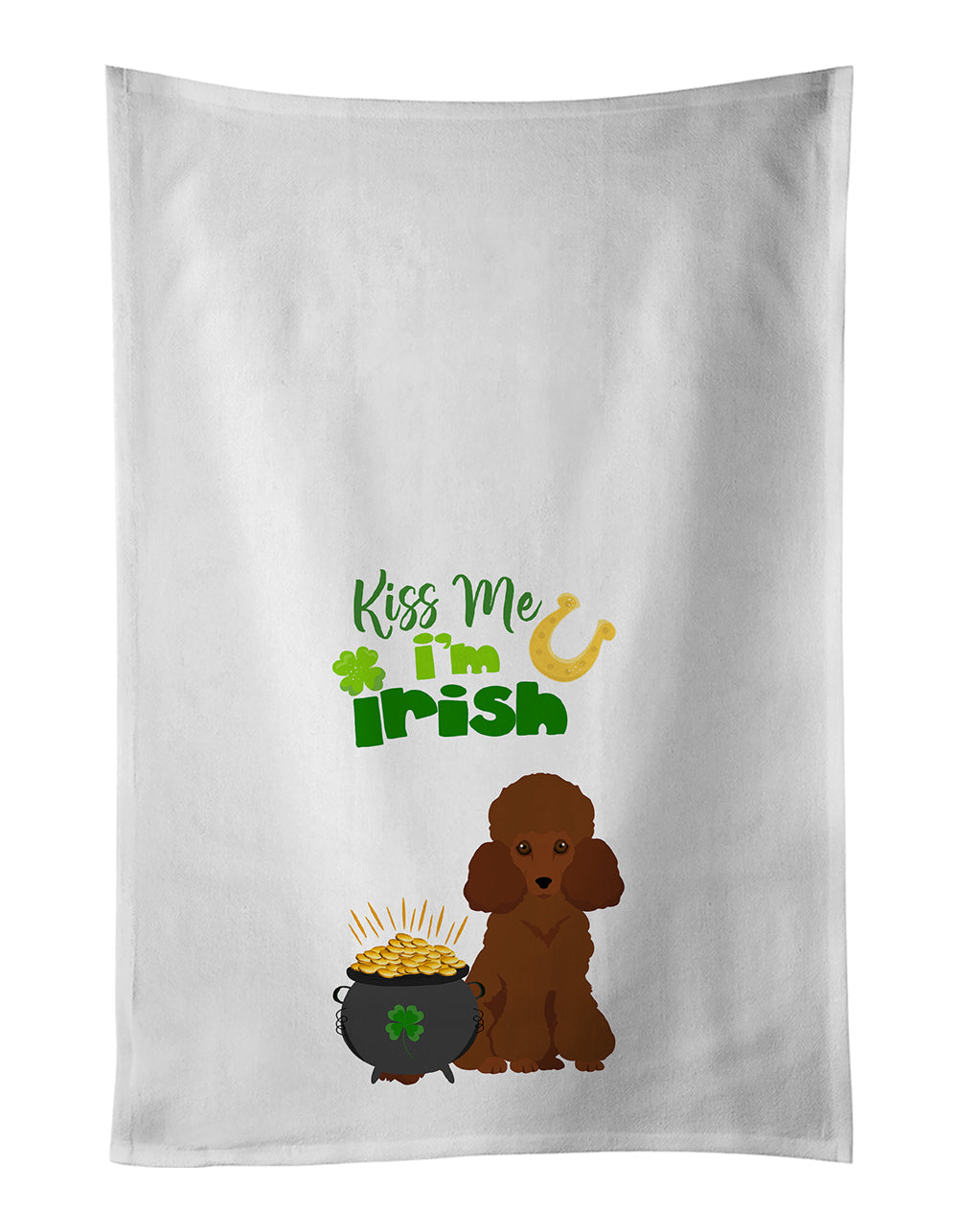 Buy this Toy Red Poodle St. Patrick's Day White Kitchen Towel Set of 2 Dish Towels